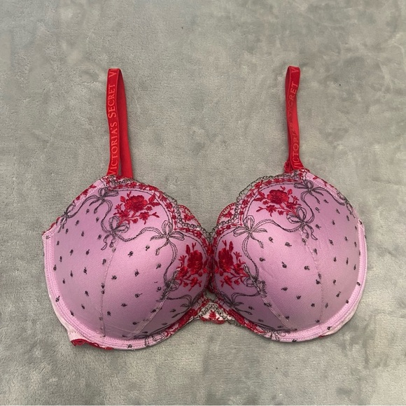 New! Victoria’s Secret Very Sexy Lilac Red Rosebud Dot Push-Up Bra 4761 - Picture 4 of 11